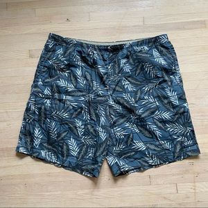 Columbia Swim Trunks Floral Leaf Blue Board Shorts Packable Mens Size XL